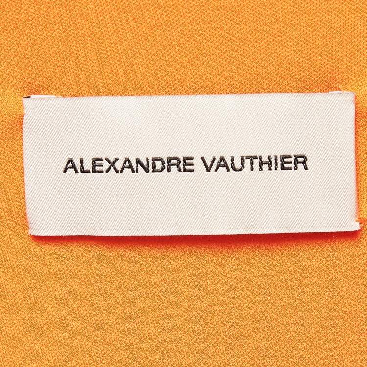 Pre Owned Alexandre Vauthier Orange Jersey V-Neck Bodysuit M
