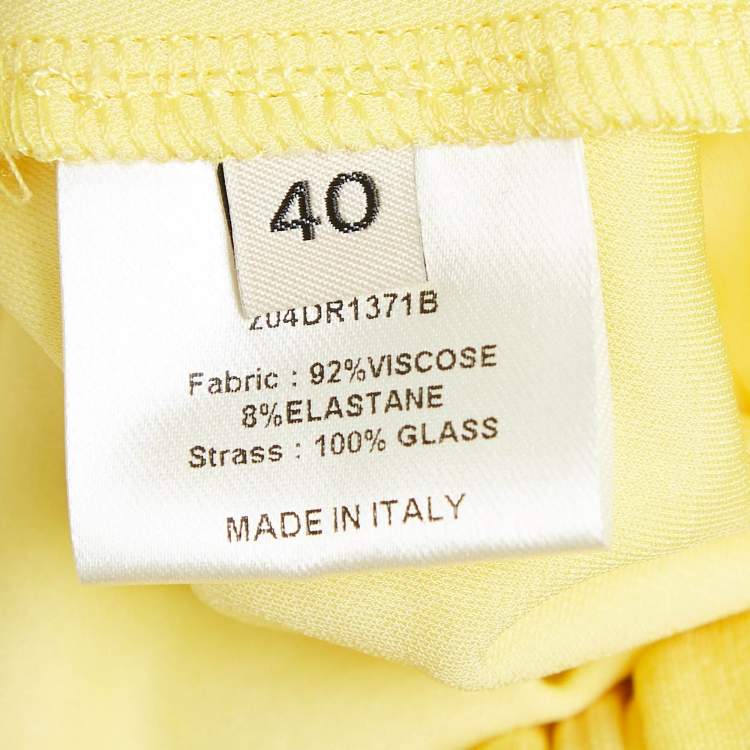 Pre Owned Alexandre Vauthier Yellow Studded Jersey Plunged Maxi Dress S