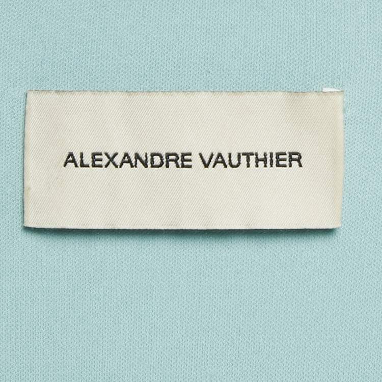 مملوكة مسبقًا Alexandre Vauthier Blue Studded Jersey Drape Style Maxi Dress S