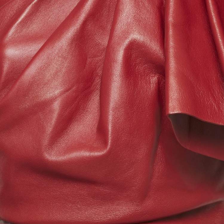 Pre Owned Alexandre Vauthier Red Lambskin Leather Mini Dress S