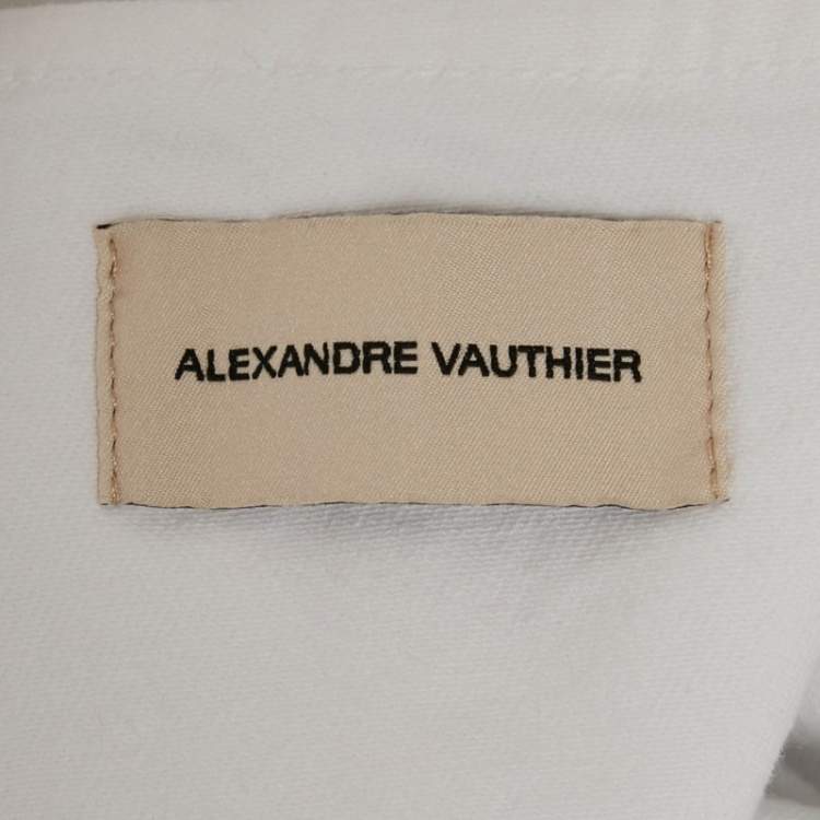 Pre Owned Alexandre Vauthier White Denim Frayed Detail Denim Jacket XS