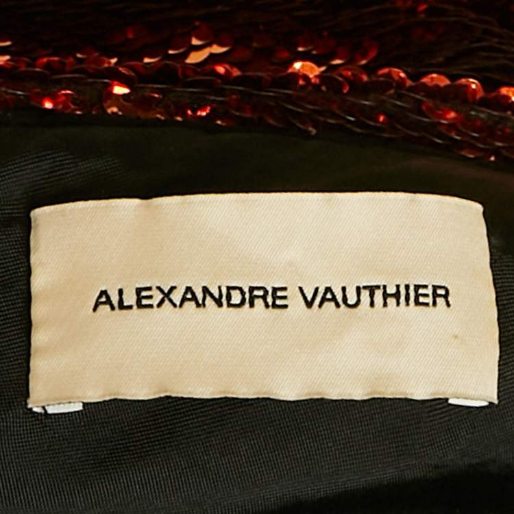 Pre Owned Alexandre Vauthier Metallic Sequin One-Shoulder Ruffled Mini Dress M