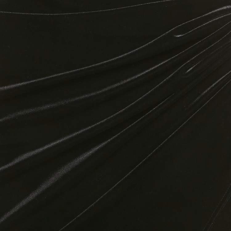 مملوكة مسبقًا Alexandre Vauthier Black Velvet Draped Asymmetric Skirt L