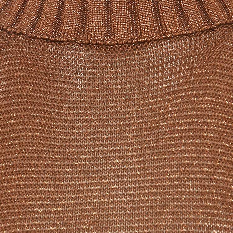 Pre Owned Alexandre Vauthier Brown Lurex Knit Back Open Top S