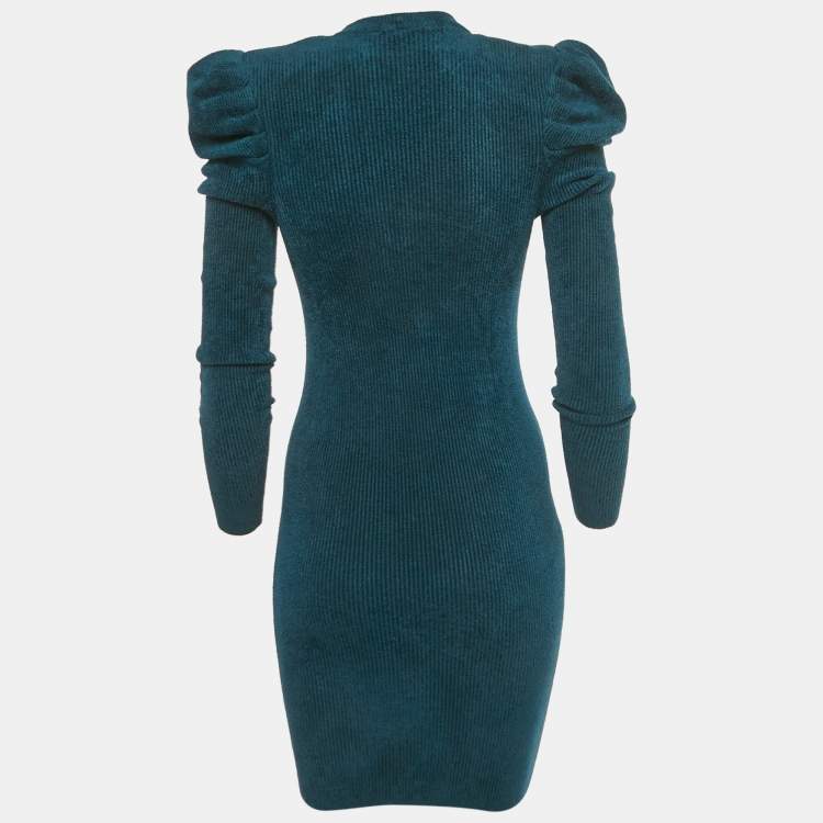 Pre Owned Alexandre Vauthier Teal Knit Sheath Mini Dress S