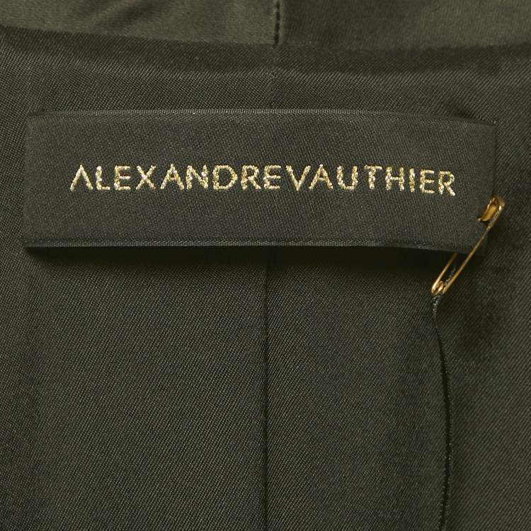 Pre Owned Alexandre Vauthier Black Satin Collar Crepe Tailored Long Dress S