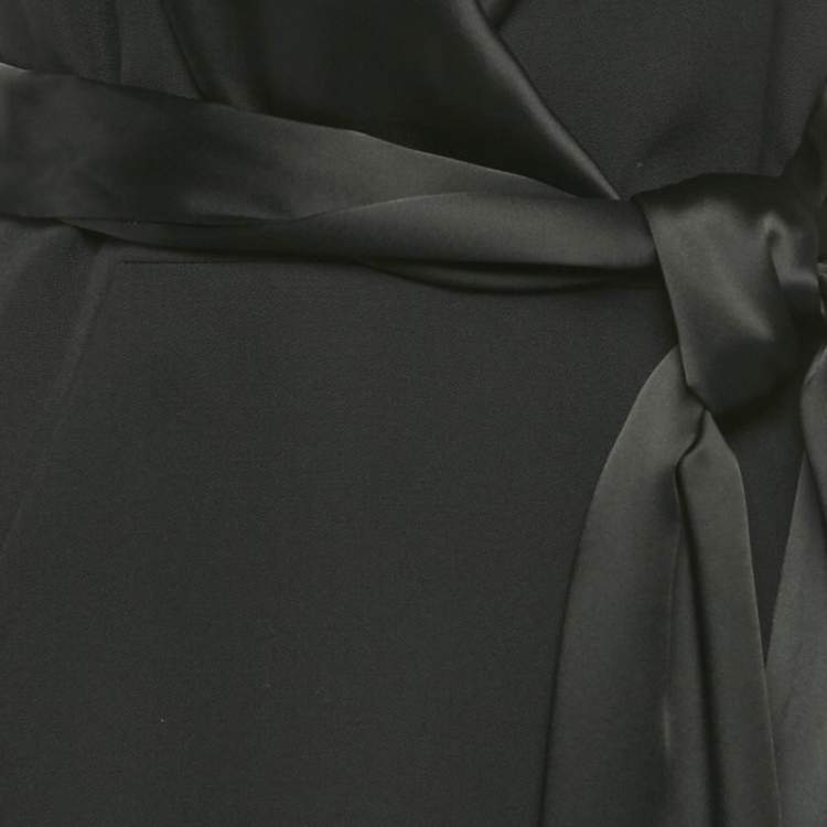 Pre Owned Alexandre Vauthier Black Satin Collar Crepe Tailored Long Dress S