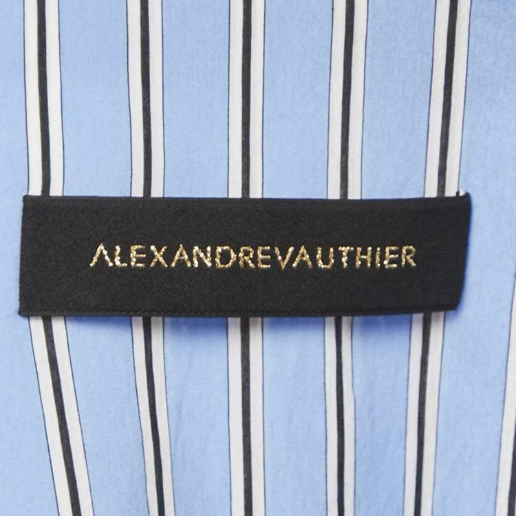 Pre Owned Alexandre Vauthier Blue Striped Cotton Wrap Shirt S