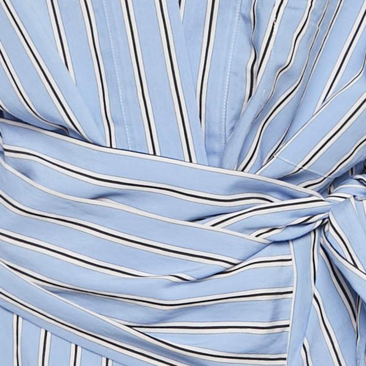 Pre Owned Alexandre Vauthier Blue Striped Cotton Wrap Shirt S