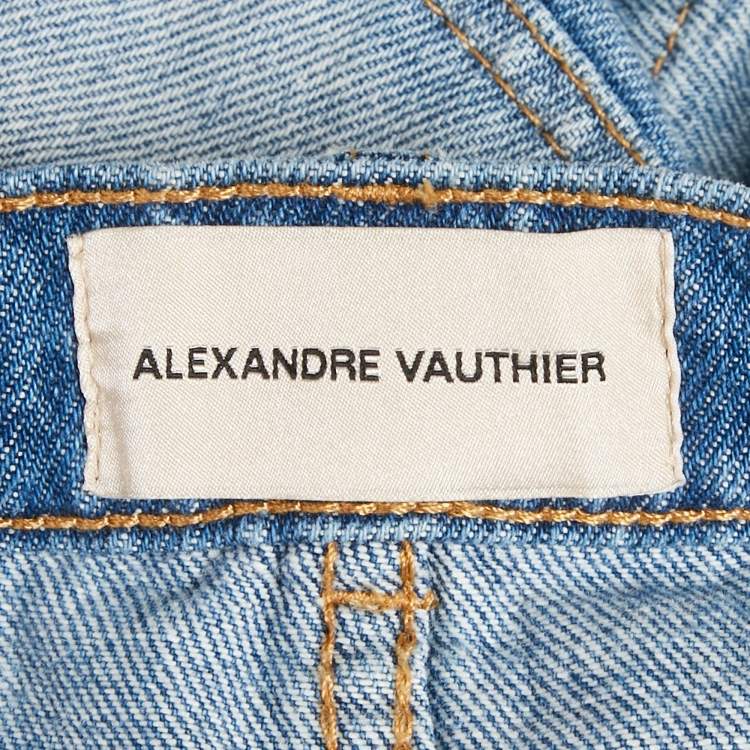 Pre Owned Alexandre Vauthier Blue Denim Mini Skirt S/Waist 24"