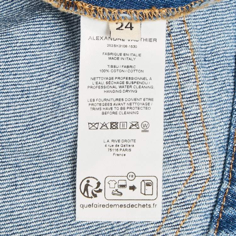 Pre Owned Alexandre Vauthier Blue Denim Mini Skirt S/Waist 24"