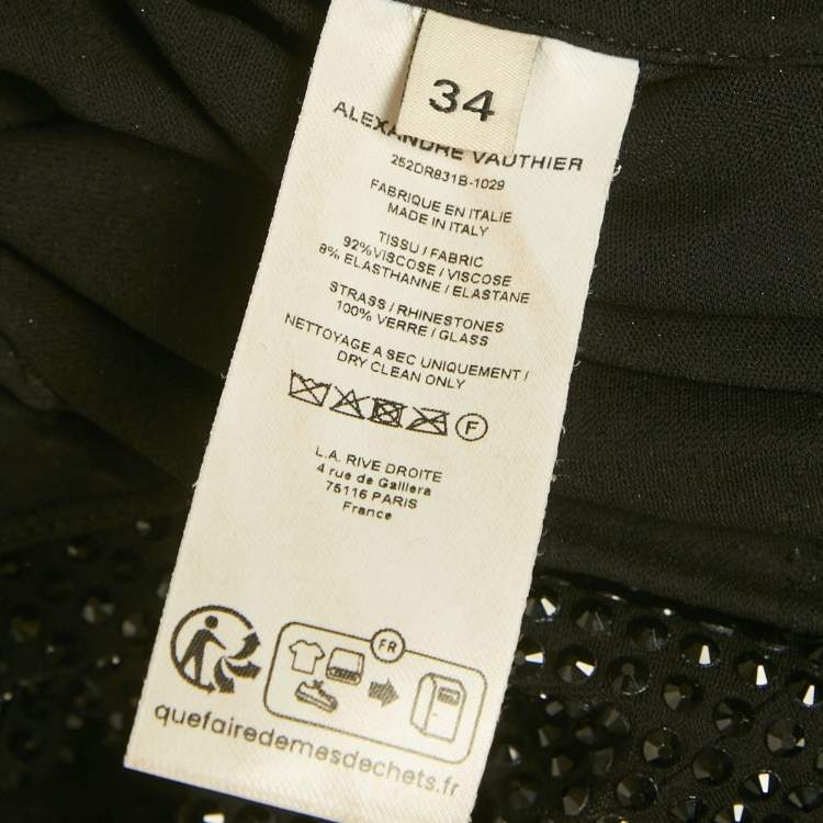 Pre Owned Alexandre Vauthier Black Jersey Macro Crystal Mini Dress XXS