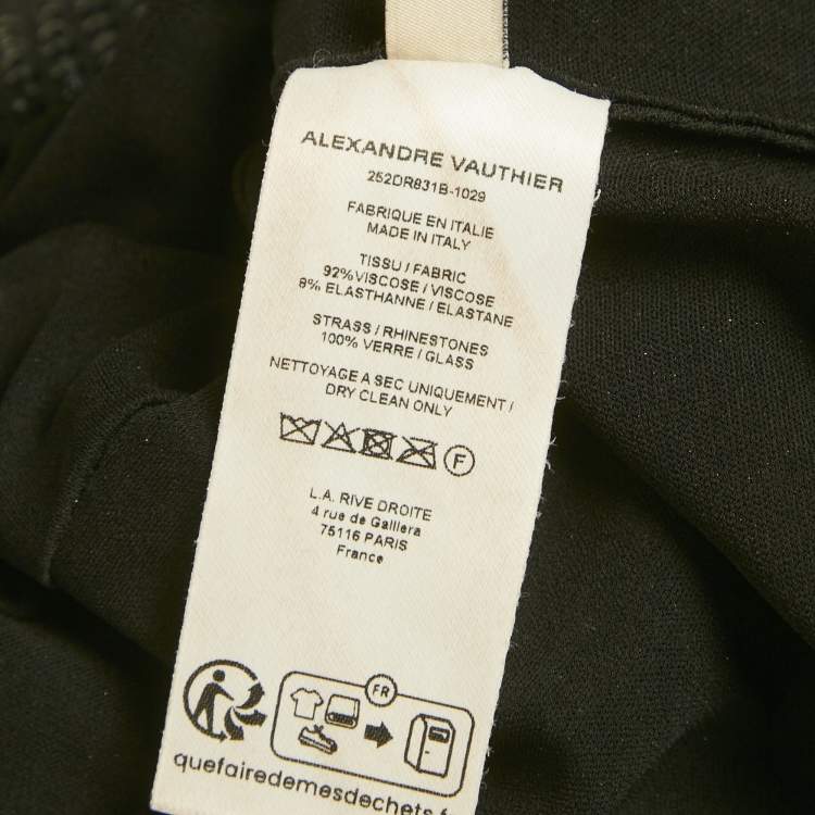 Pre Owned Alexandre Vauthier Black Jersey Macro Crystal Mini Dress XXS