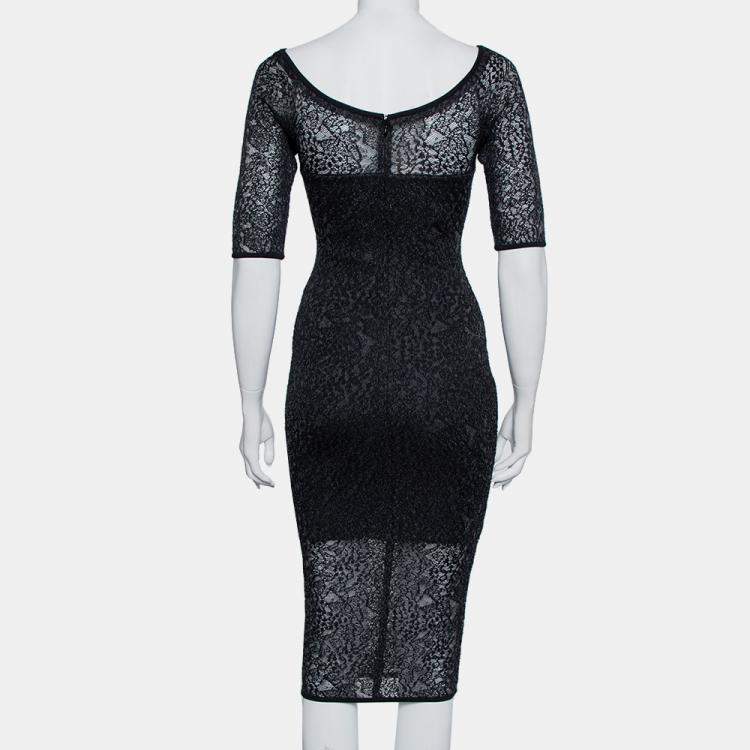 Pre Owned Alexandre Vauthier Black Stretch Lace Bodycon Dress M