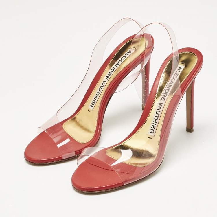 Pre Owned Alexandre Vauthier Red PVC Slingback Sandals Size 38.5