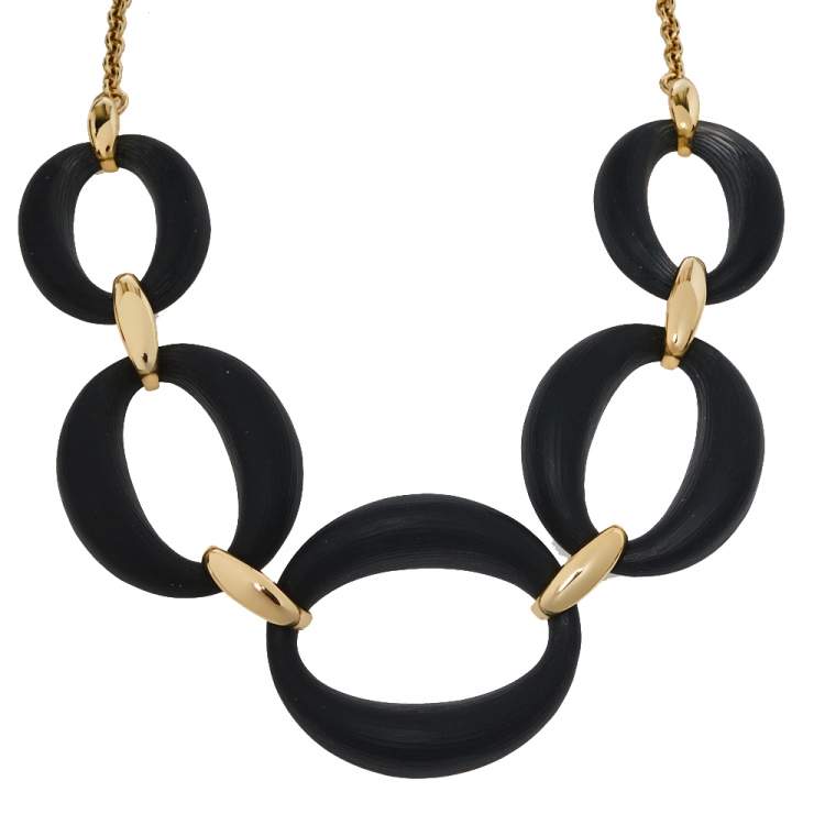 Pre Owned Alexix Bittar Lucite Gold Tone Large Link Necklace