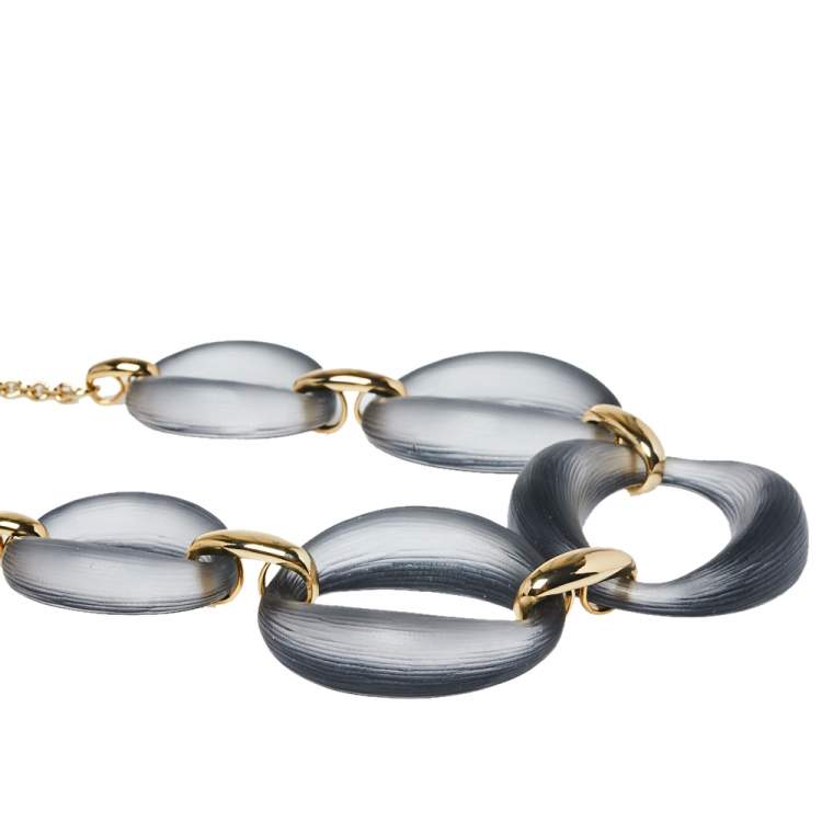 Pre Owned Alexix Bittar Lucite Gold Tone Large Link Necklace