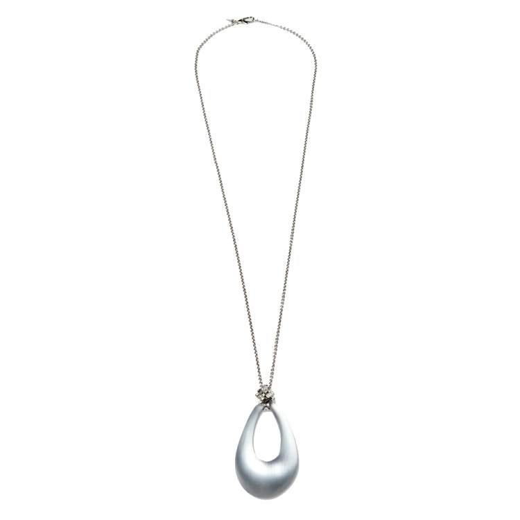 Pre Owned Alexis Bittar Crystal Teardrop Lucite Long Pendant Necklace