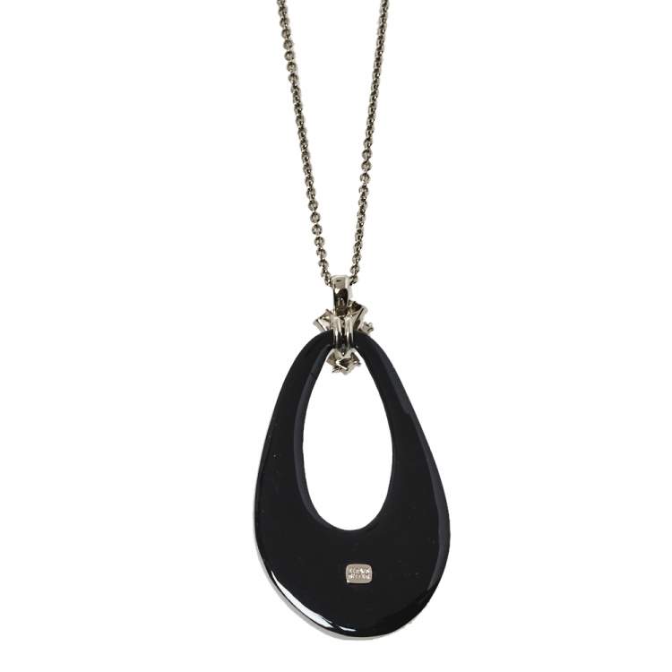 Pre Owned Alexis Bittar Crystal Teardrop Lucite Long Pendant Necklace