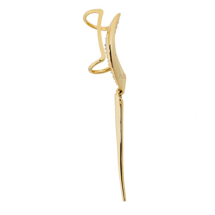 Pre Owned Alexis Bittar Gold Tone Crystal Embedded Spiked Earcuff