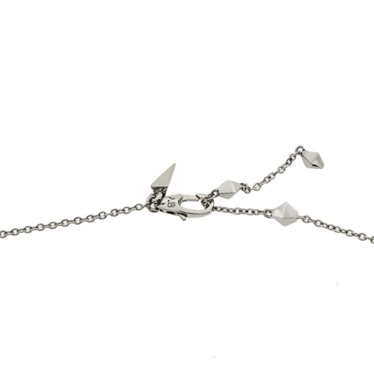 Pre Owned Alexis Bittar Silver Tone Frosted Crystal Encrusted Pendant Necklace 