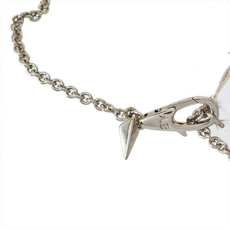 Pre Owned Alexis Bittar Grey Lucite Scattered Crystal Baguette Pendant Necklace 
