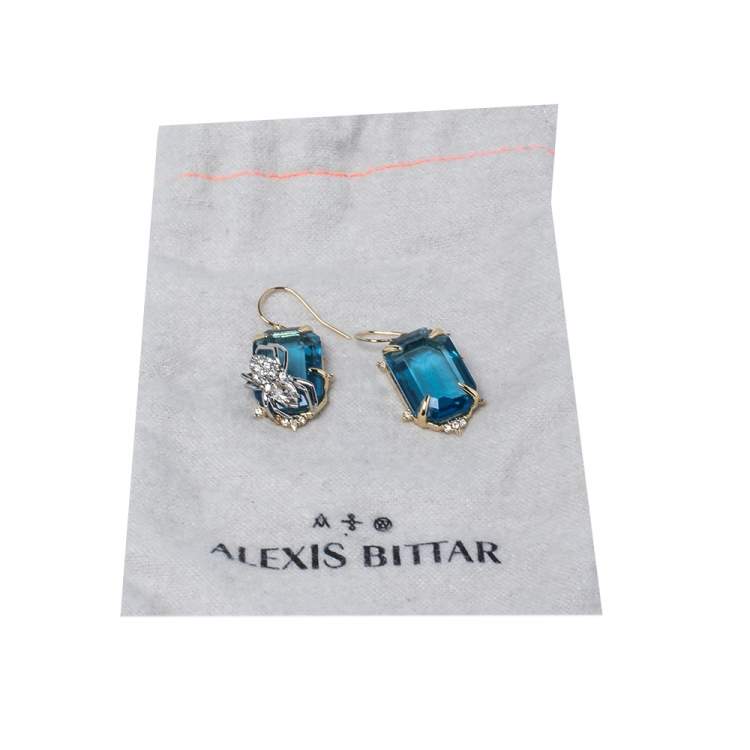Pre Owned Alexis Bittar Gold & Rhodium Plated Blue Spinel Crystal Spider Drop Earrings