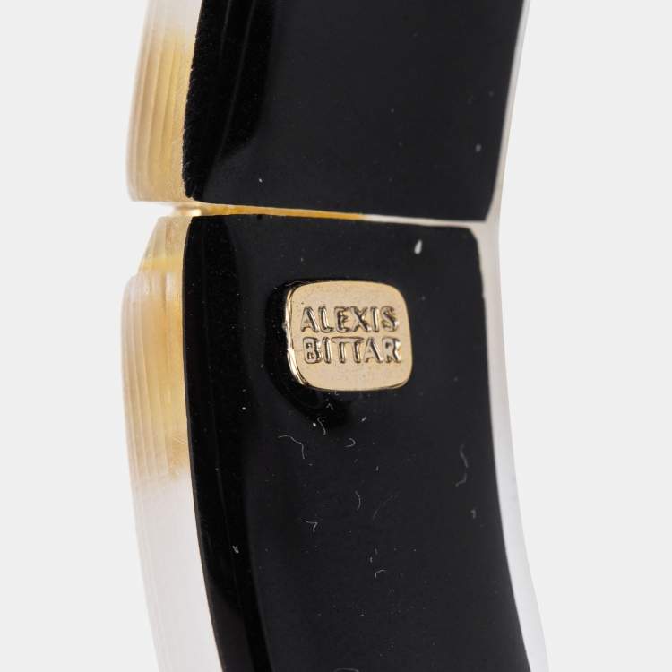 Pre Owned Alexis Bittar Grey Crystal & Lucite Hinged Cuff Bracelet