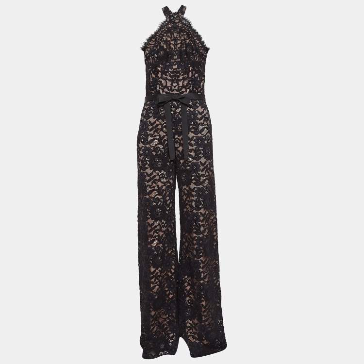 Alexis Black Lace Sleeveless Jumpsuit M Alexis The Luxury Closet