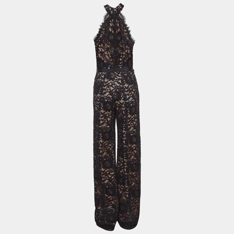 Pre Owned Alexis Black Lace Sleeveless Jumpsuit M
