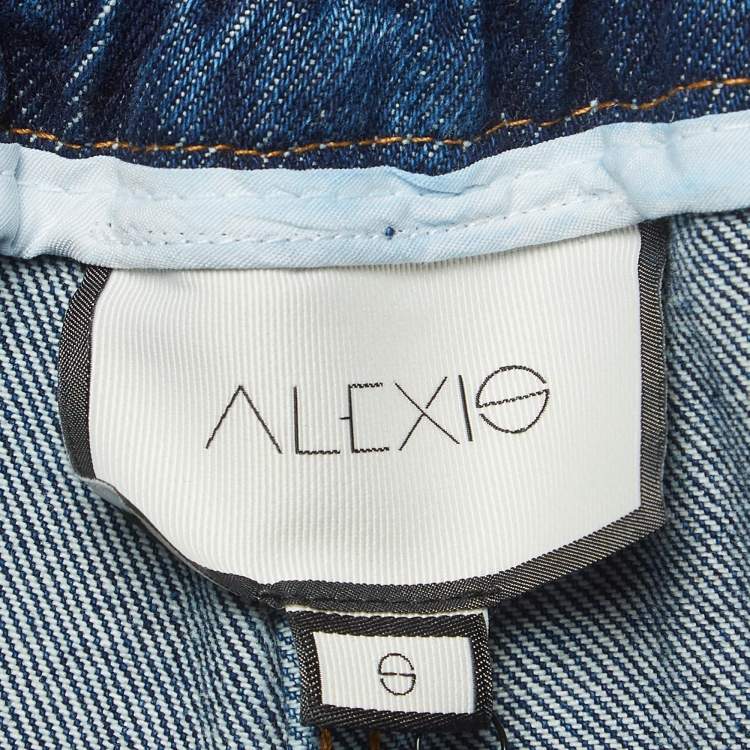 Pre Owned Alexis Blue Denim Belted High Waist Jeans S