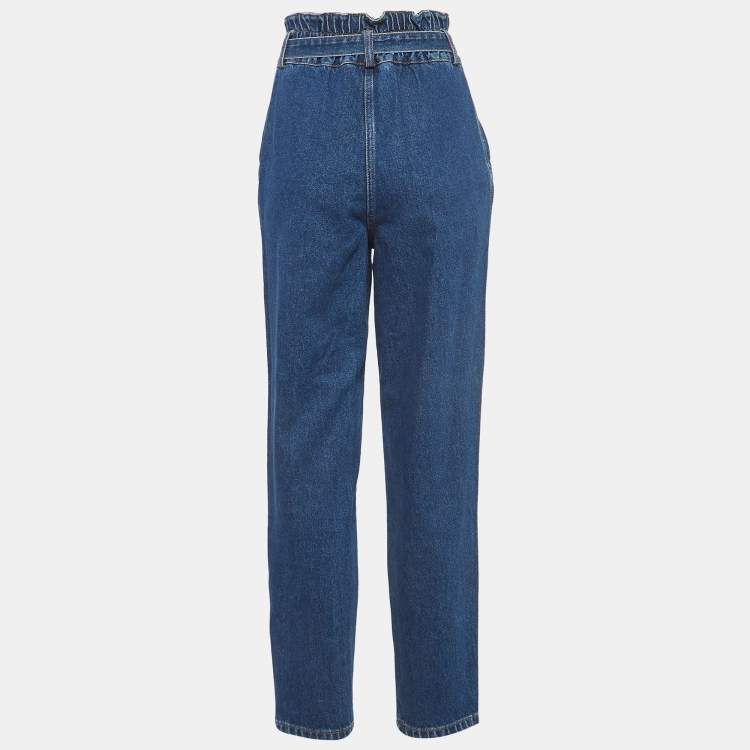 Pre Owned Alexis Blue Denim Belted High Waist Jeans S
