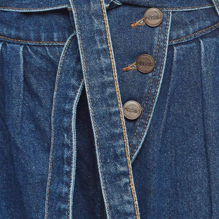 Pre Owned Alexis Blue Denim Belted High Waist Jeans S