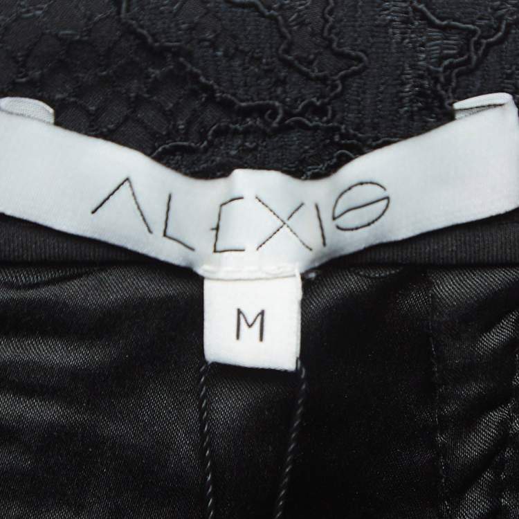مملوكة مسبقًا Alexis Black Brooch Embellished Lace Pencil Skirt M