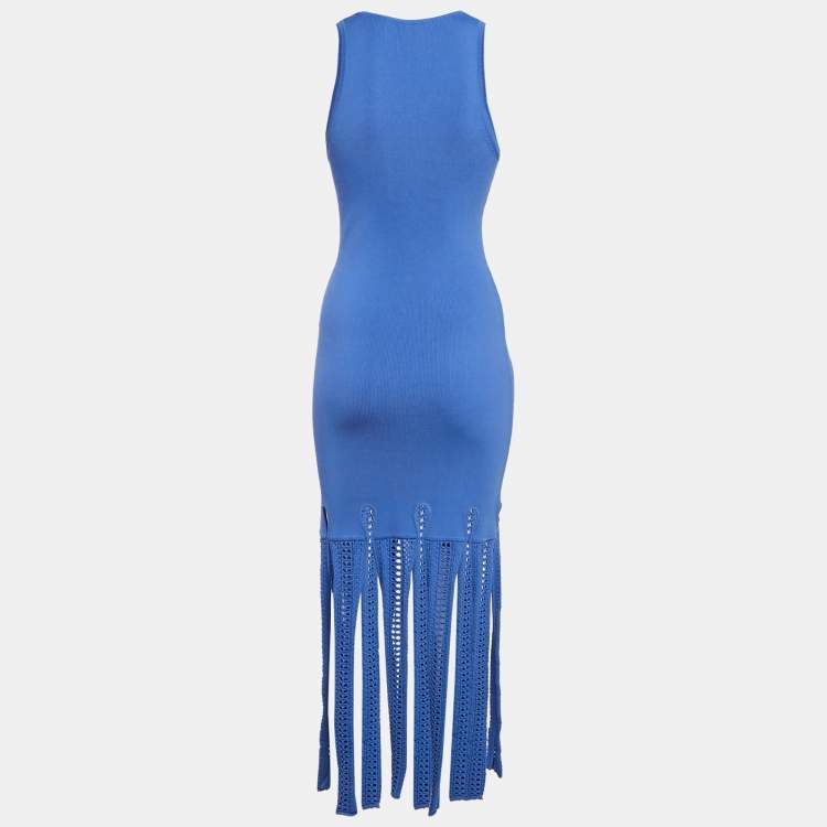 Pre Owned Alexis Blue Knit Kaia Cutout Midi Dress S