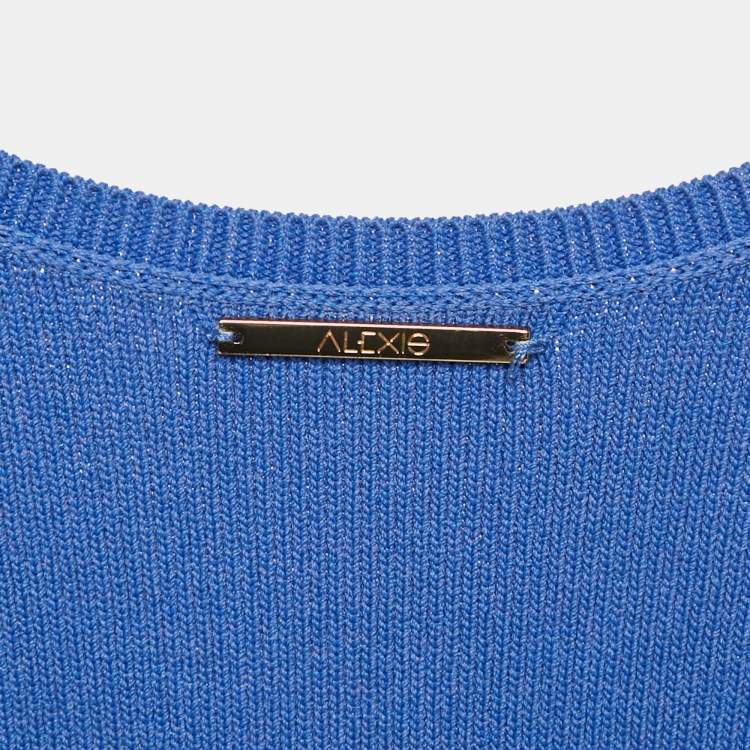 Pre Owned Alexis Blue Knit Kaia Cutout Midi Dress S