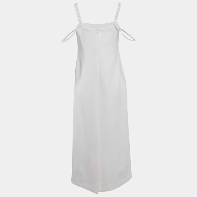 Pre Owned Alexis White Embellished Crepe Sleeveless Shayanne Midi Dress S