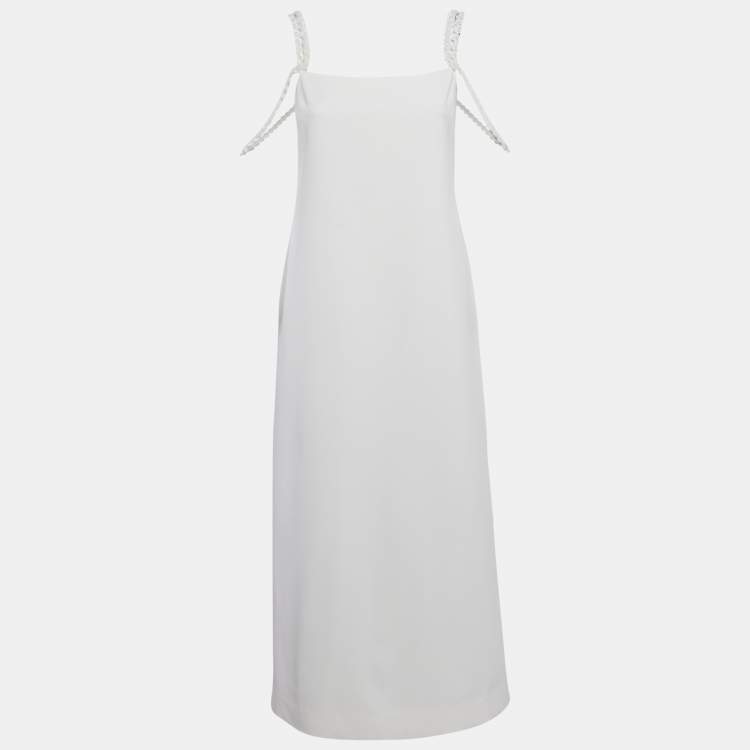 Pre Owned Alexis White Embellished Crepe Sleeveless Shayanne Midi Dress S