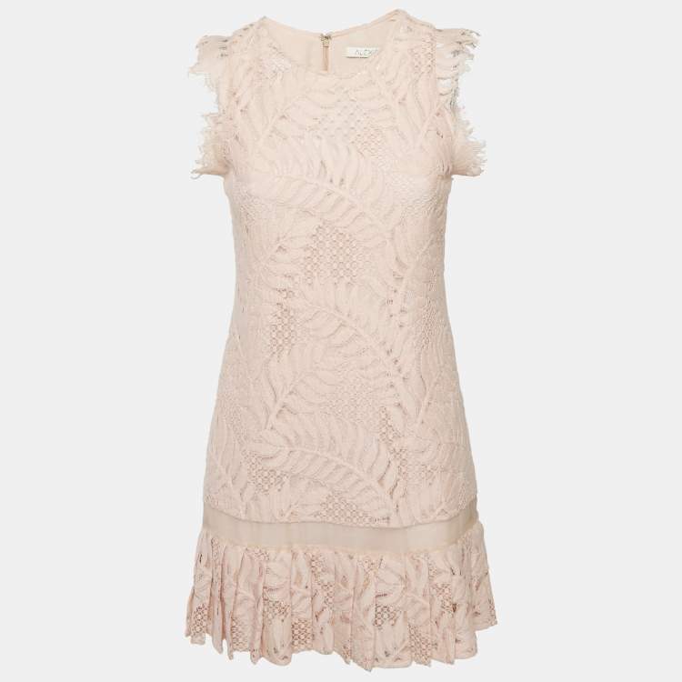 Pre Owned Alexis Light Pink Lace Sleeveless Shift Dress S