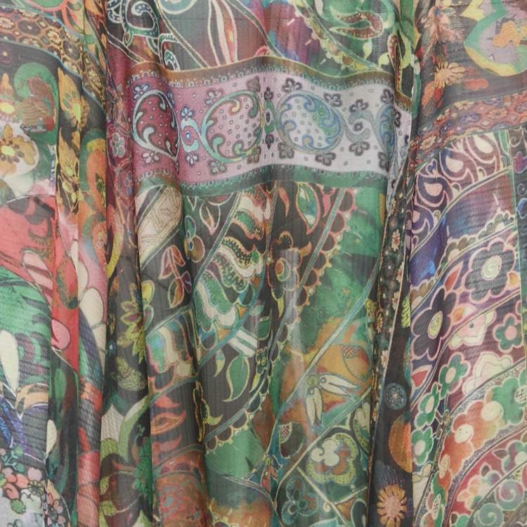 Pre Owned Alexis Green Sequin Embroidered Cut-Out Maxi Dress M