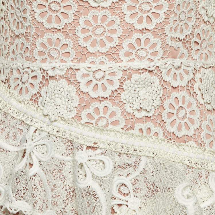 Pre Owned فسـتان أليكسـيز ميكايالـا ميدي مـن الدانتيل باللـون الأبـيـض متوسـط