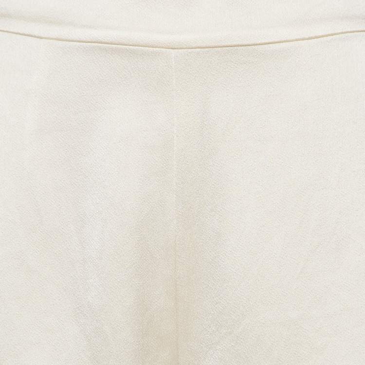 Pre Owned Alexis Ivory White Satin Tiered Pants XS