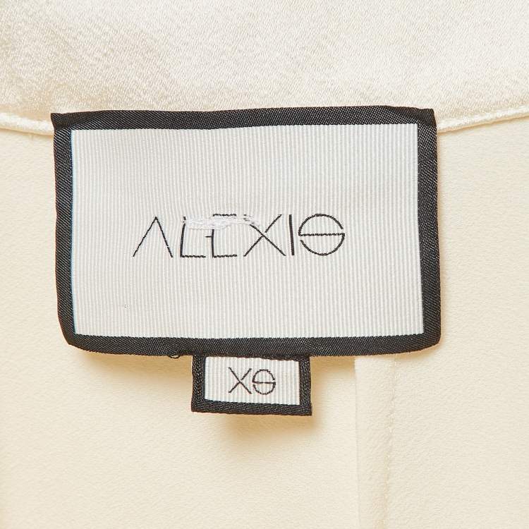 Pre Owned Alexis Ivory White Satin Tiered Pants XS