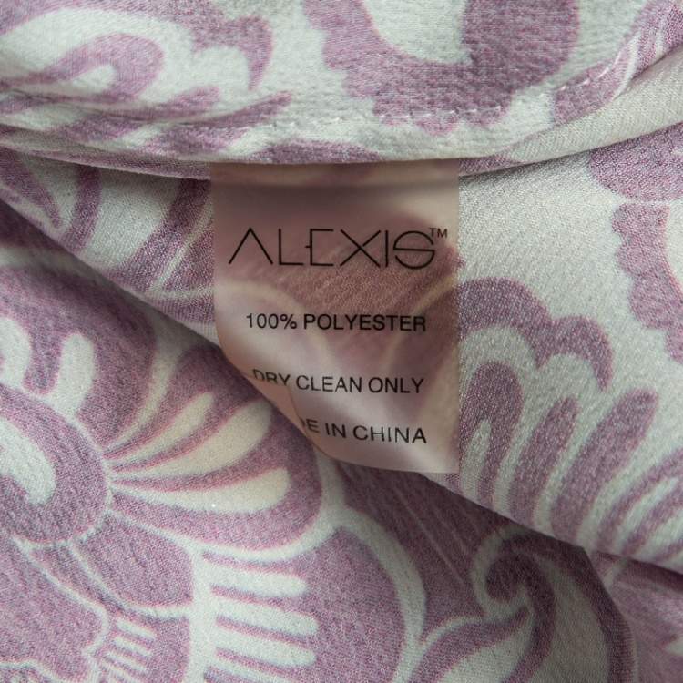 Pre Owned Alexis Purple Printed Satin Knotted Romper Jumpsuit XS