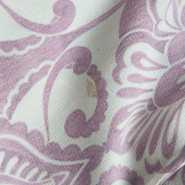 Pre Owned Alexis Purple Printed Satin Knotted Romper Jumpsuit XS