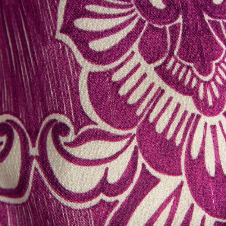 Pre Owned Alexis Purple Printed Satin Knotted Romper Jumpsuit XS