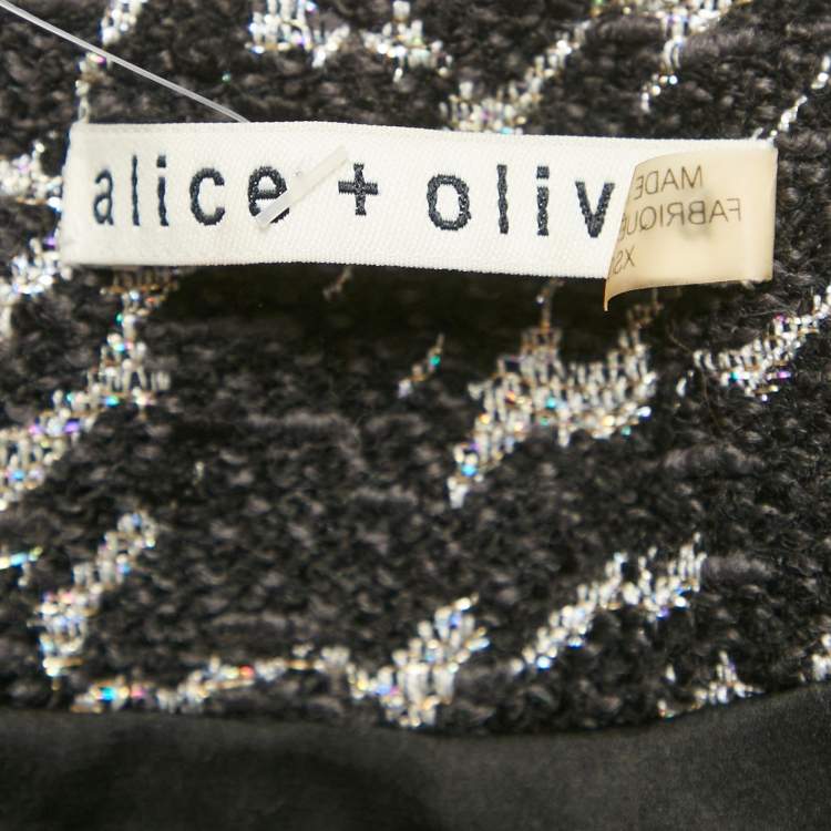Pre Owned Alice + Olivia Black Lurex Tweed Jacket XS