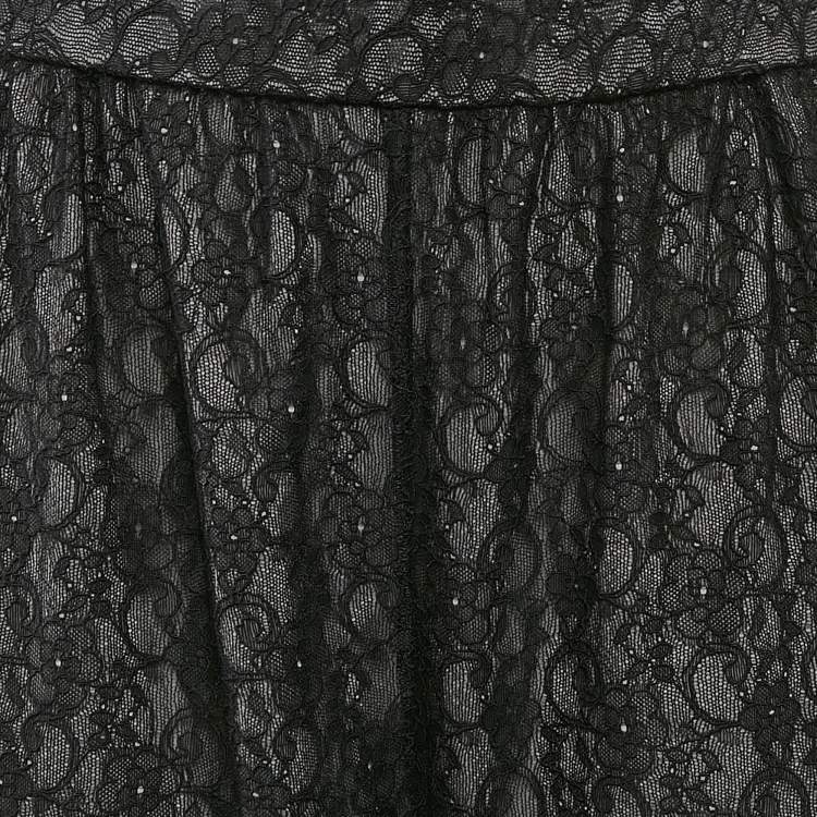 Pre Owned Alice + Olivia Black Floral Lace Trousers L