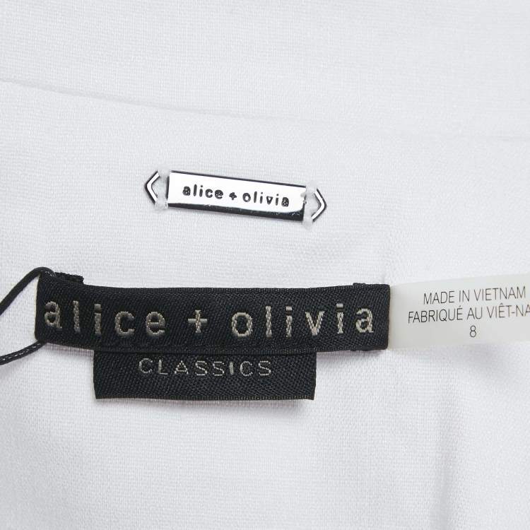 Pre Owned Alice + Olivia White Linen Blend Single Breasted Blazer M