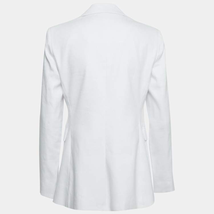 Pre Owned Alice + Olivia White Linen Blend Single Breasted Blazer M